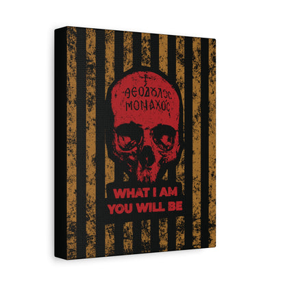 What I Am You Will Be | Memento Mori | Remembrance of Death | Mt Athos Monk Skull | Ascetic Ethos | Christian Canvas Art