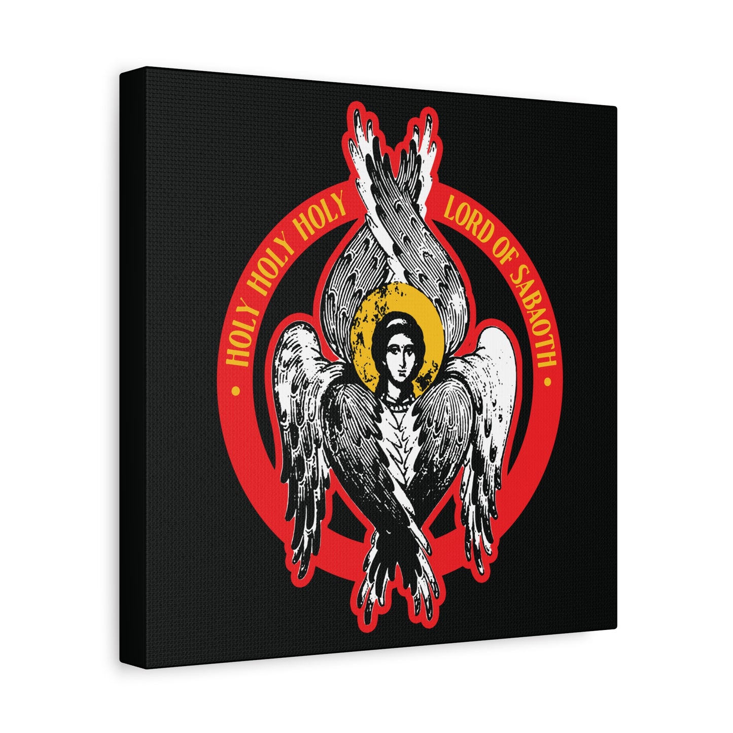 Featuring a six-winged seraphim with red rings and "Holy Holy Holy Lord of Sabaoth," this Orthodox Seraphim Angel Iconographic wall art is inspired by Isaiah 6 and the unseen realm.