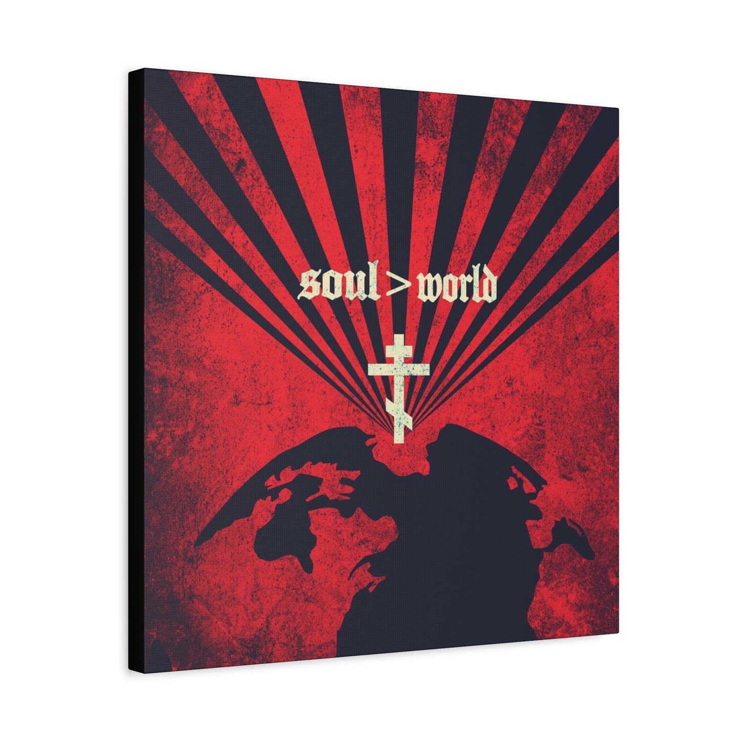 What Shall it Profit a Man | Matthew 16:26 | Soul Is Greater Than World | Red Earth White Cross | Orthodox Christian Canvas Art