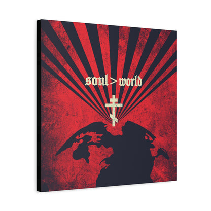 What Shall it Profit a Man | Matthew 16:26 | Soul Is Greater Than World | Red Earth White Cross | Orthodox Christian Canvas Art
