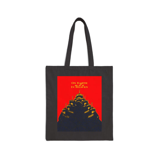 The Church: On Earth As It Is In Heaven | Lord's Prayer | Ancient Russian Wooden Church Design | Orthodox Christian Cotton Canvas Tote Bag