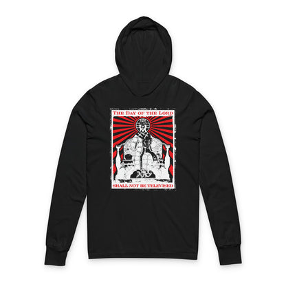 The Day of the Lord Shall Not Be Televised | Jesus Christ Enthroned Iconographic | Second Coming | Revelation | Orthodox Long Sleeve Hooded Shirt