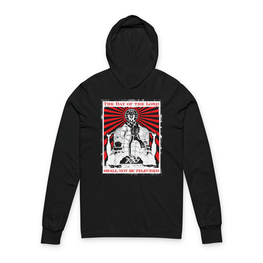 The Day of the Lord Shall Not Be Televised | Jesus Christ Enthroned Iconographic | Second Coming | Revelation | Orthodox Long Sleeve Hooded Shirt