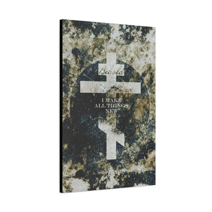Behold, I Make All Things New | Revelation 21:5 | Cosmic Textured Orthodox Cross | Parousia | Orthodox Christian Canvas Art