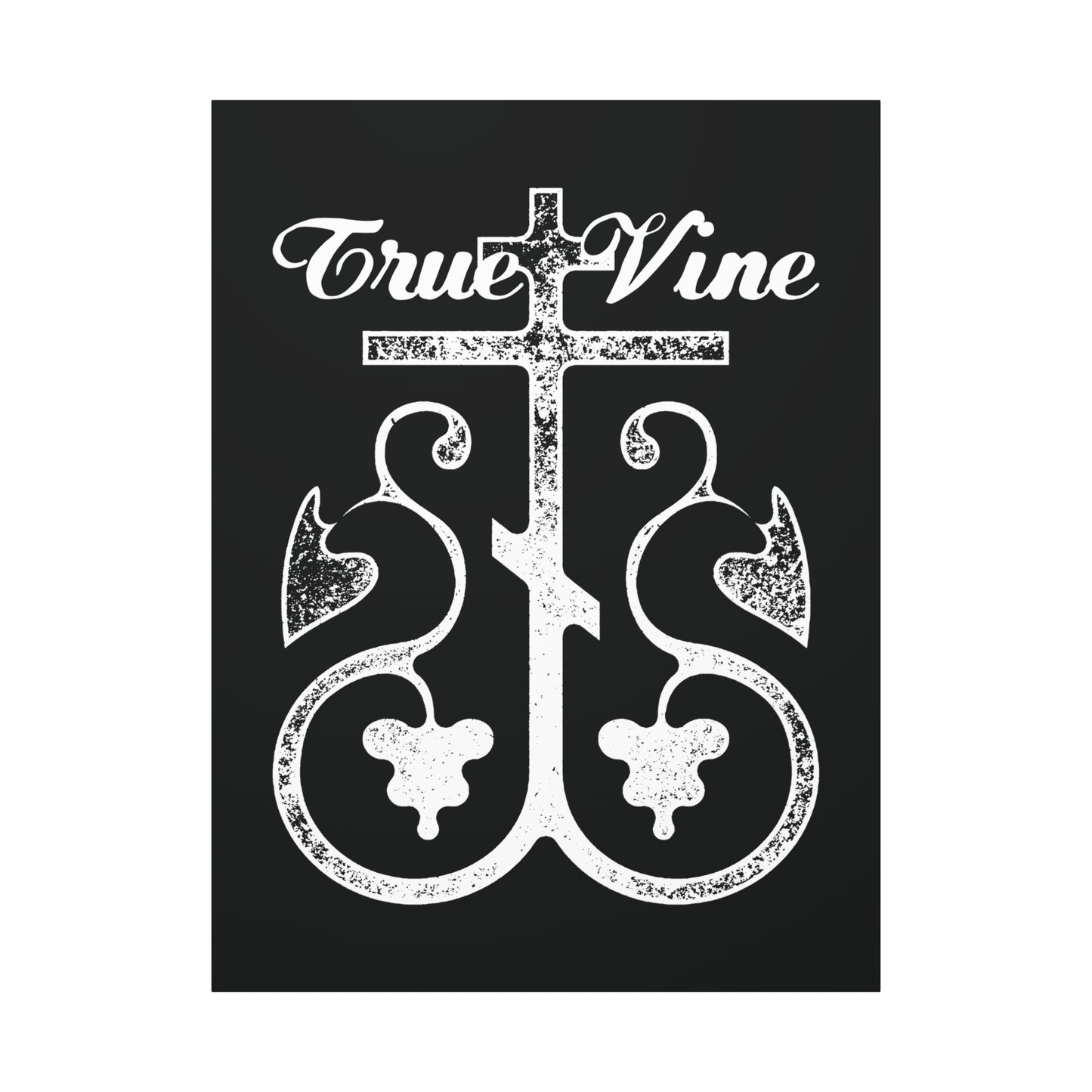I Am the True Vine (John 15, Ezekiel 15) | Orthodox Cross with Grape Vine | Photocopy Effect | Orthodox Christian Canvas Wall Art