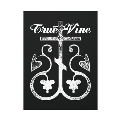 I Am the True Vine (John 15, Ezekiel 15) | Orthodox Cross with Grape Vine | Photocopy Effect | Orthodox Christian Canvas Wall Art
