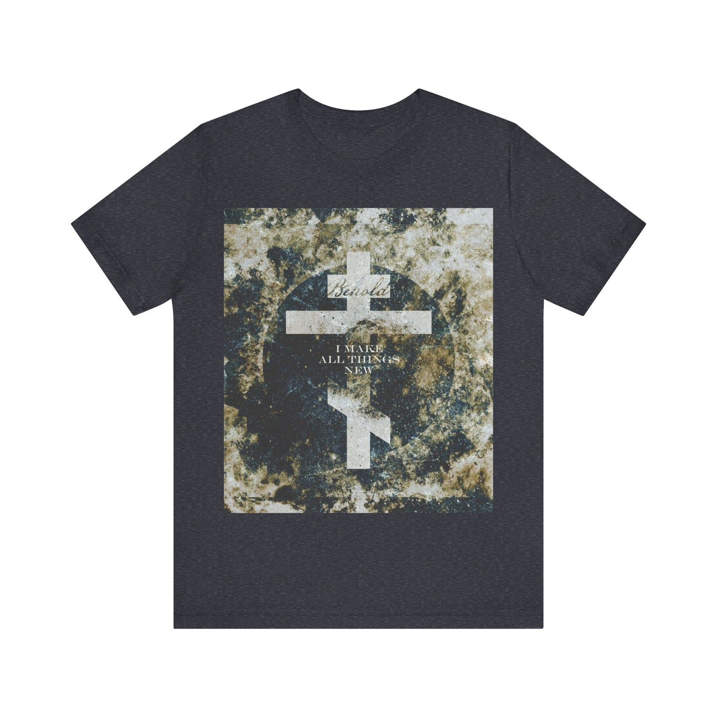 Behold, I Make All Things New | Revelation 21:5 | Cosmic Textured Orthodox Cross | Parousia | Orthodox Christian T-Shirt