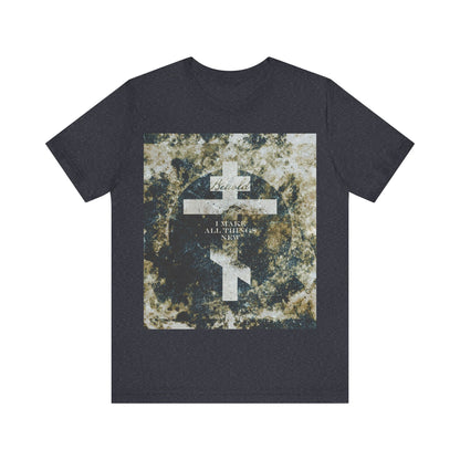 Behold, I Make All Things New | Revelation 21:5 | Cosmic Textured Orthodox Cross | Parousia | Orthodox Christian T-Shirt