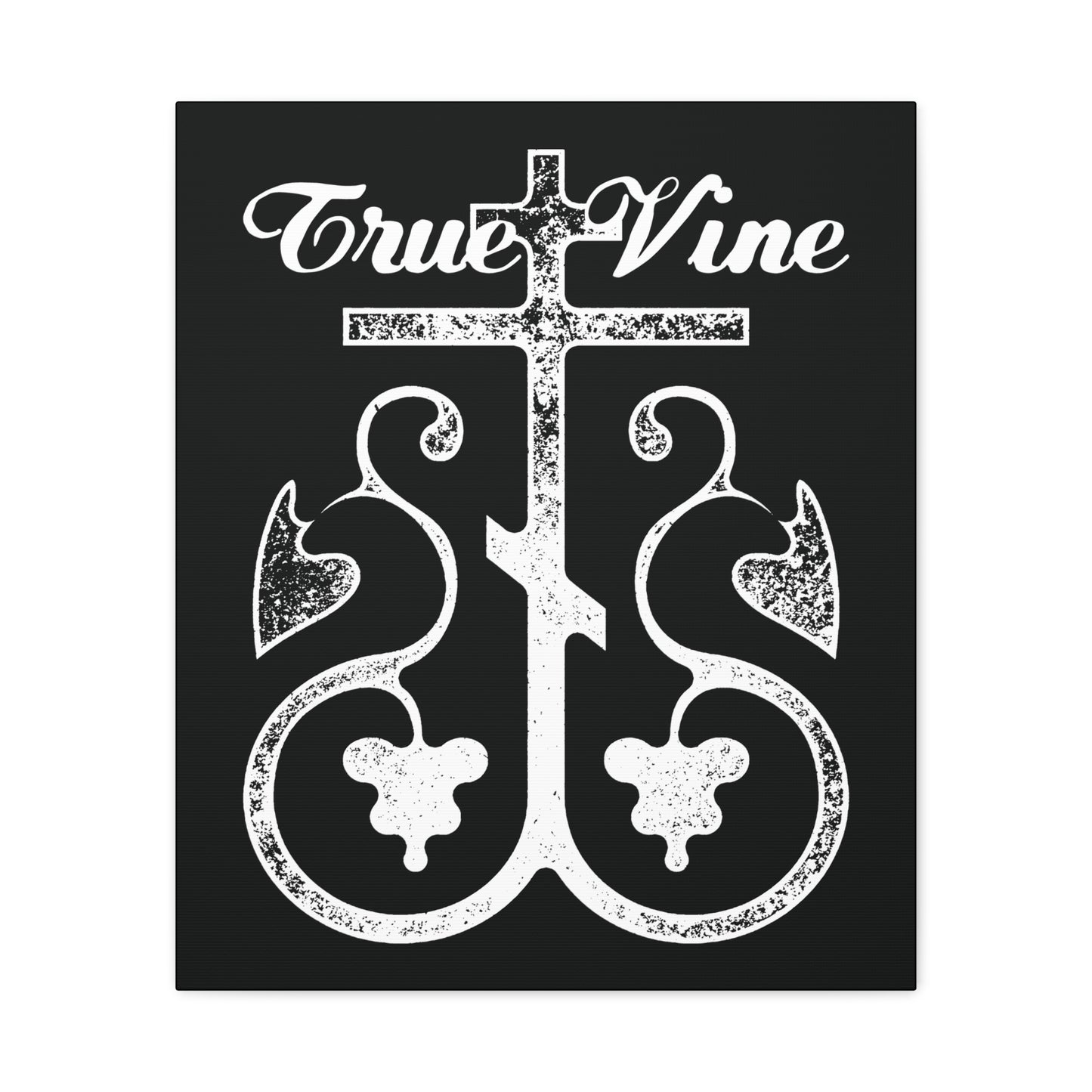 I Am the True Vine (John 15, Ezekiel 15) | Orthodox Cross with Grape Vine | Photocopy Effect | Orthodox Christian Canvas Wall Art