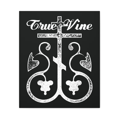 I Am the True Vine (John 15, Ezekiel 15) | Orthodox Cross with Grape Vine | Photocopy Effect | Orthodox Christian Canvas Wall Art