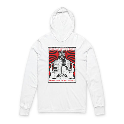 The Day of the Lord Shall Not Be Televised | Jesus Christ Enthroned Iconographic | Second Coming | Revelation | Orthodox Long Sleeve Hooded Shirt