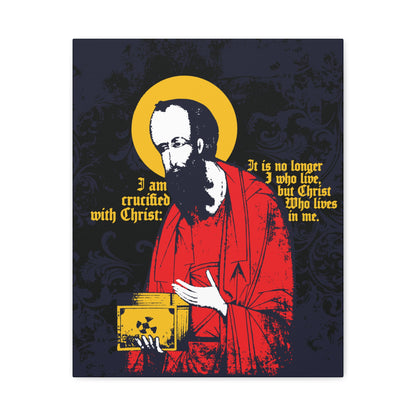 St Paul Holding Gospel Iconographic | I am crucified with Christ (Galatians 2:20) | Orthodox Christian Canvas Art