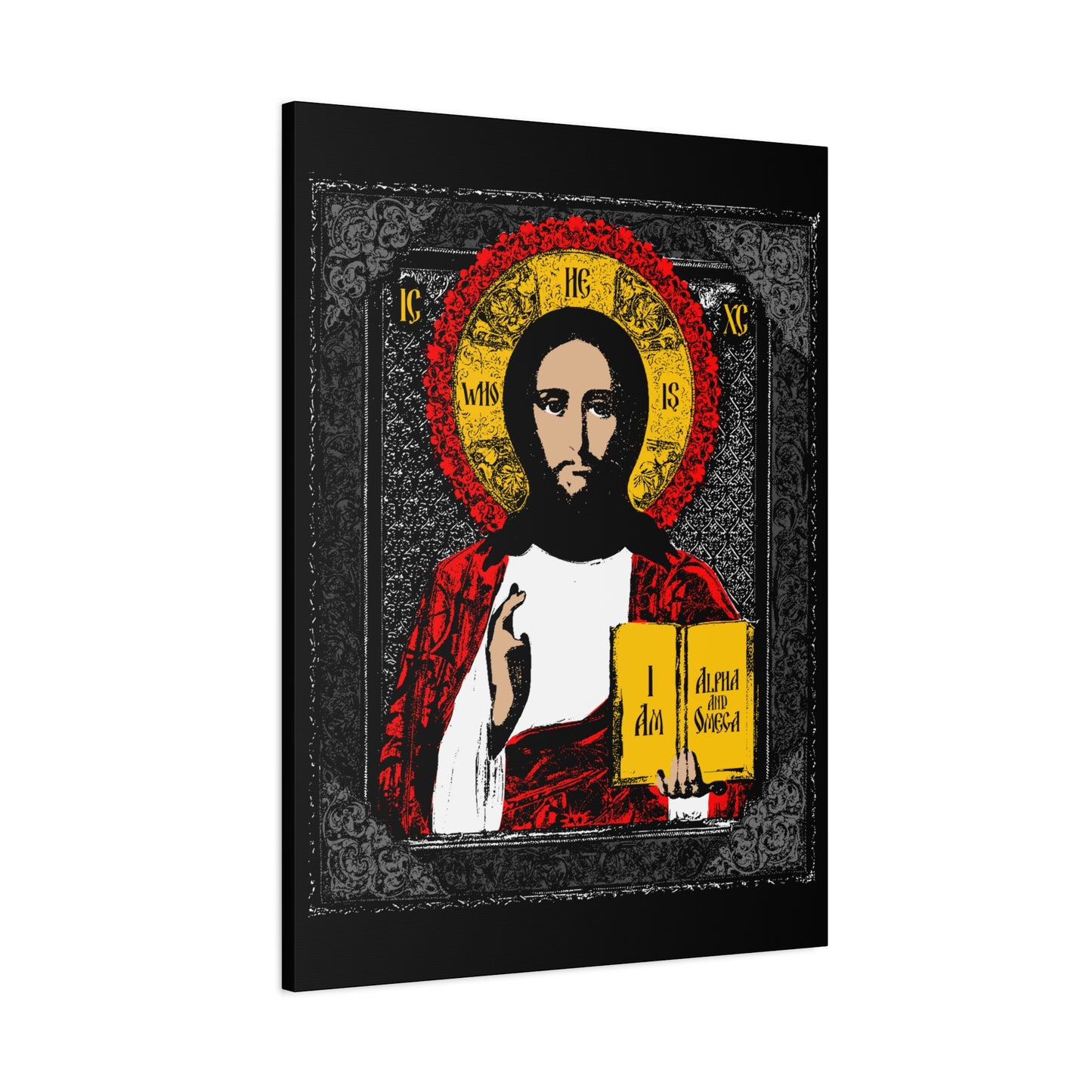 Christ Pantocrator Icono-Graphic | He-Who-Is | I Am the Alpha and Omega | Ancient Icon Graphic Design | Orthodox Christian Canvas Art