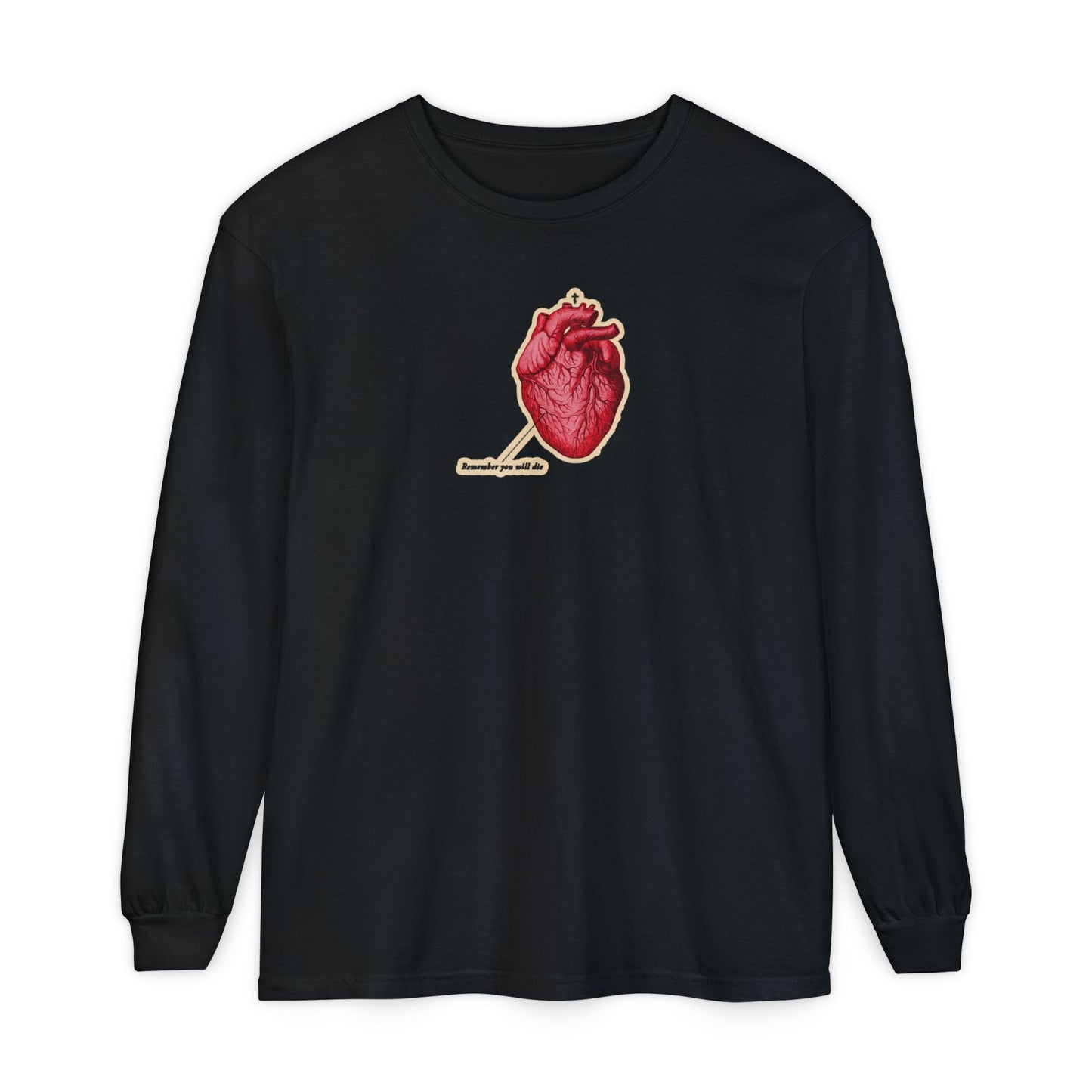 Remember You Will Die Retro Medical Textbook Heart Design | Orthodox Christian Long Sleeve Shirt