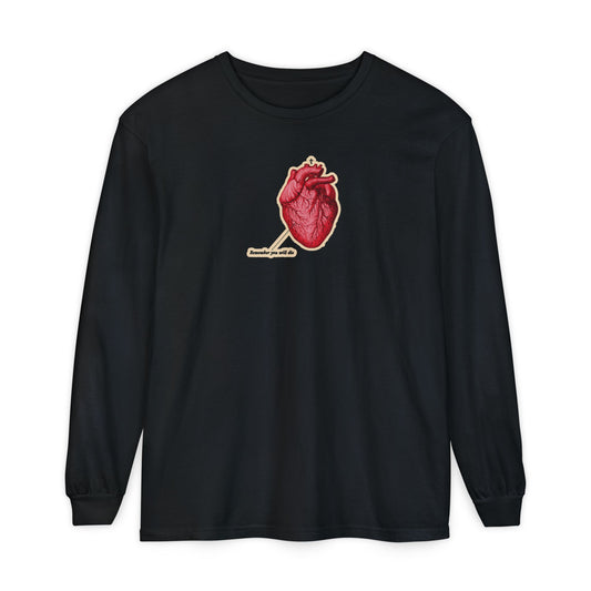 Remember You Will Die Retro Medical Textbook Heart Design | Orthodox Christian Long Sleeve Shirt