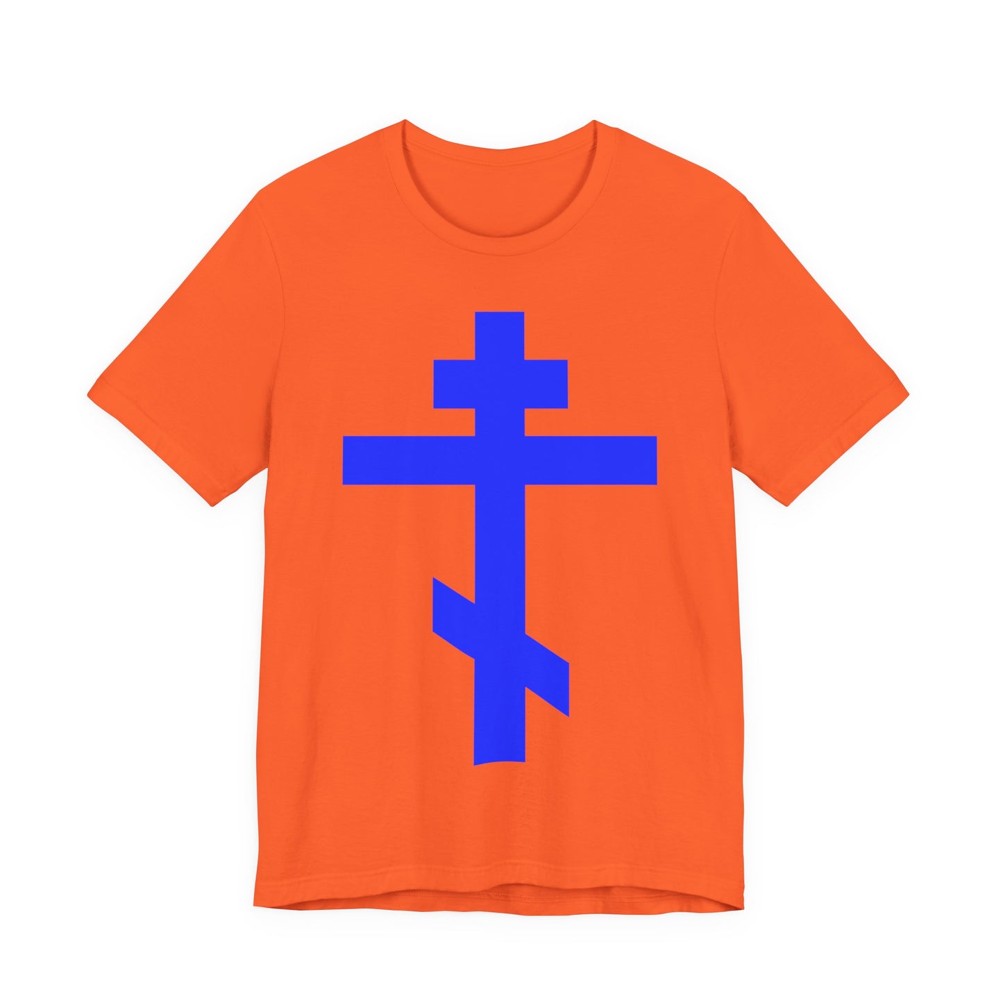 Royal Blue Orthodox Tribar Cross | Preserve Thy People By Thy Cross, O Lord | Christ is King | Christian Unisex Cotton Tee