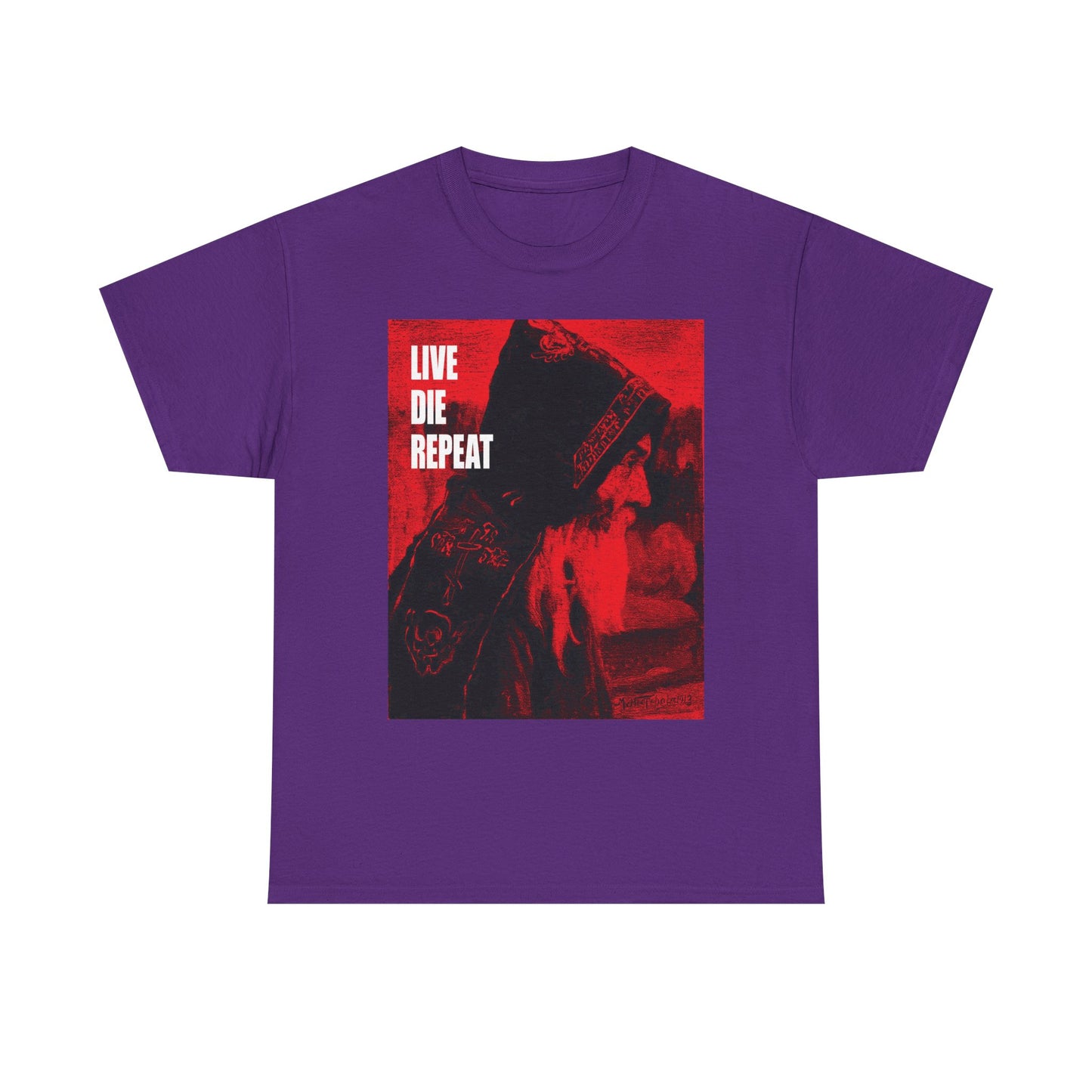 Live Die Repeat | Orthodox Monk Art by Mikhail Nesterov | Die Every Day, You Will Live Forever | Ascetic | Midweight Cotton Unisex Tee
