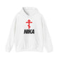 NIKA Red Orthodox Cross Black Text | Orthodox Christian Hoodie / Hooded Sweatshirt