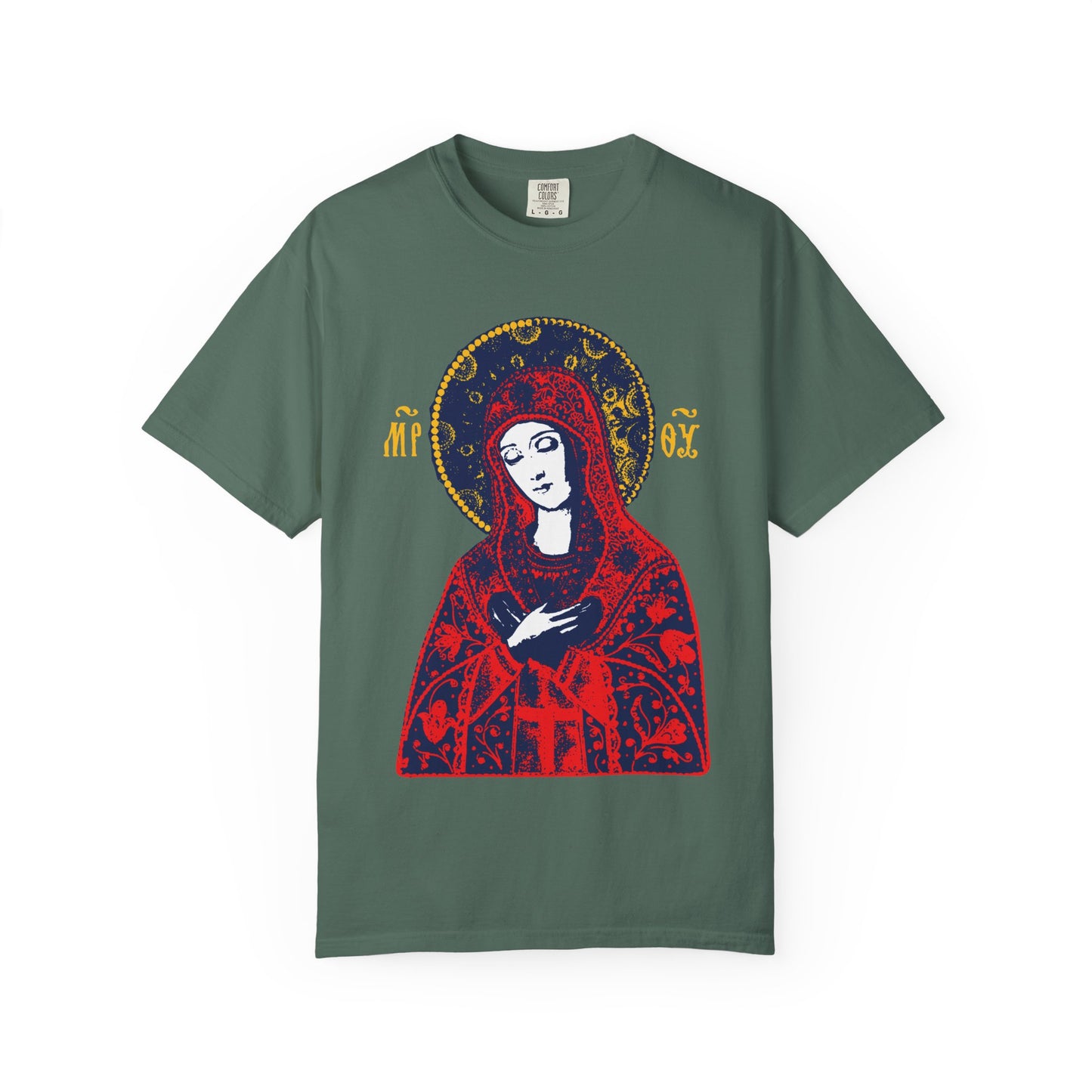 Joy of All Joys Tenderness Theotokos Iconographic Based on Traditional Orthodox Iconography | Christian Heavyweight Cotton Unisex T-Shirt