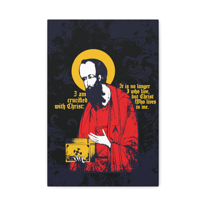 St Paul Holding Gospel Iconographic | I am crucified with Christ (Galatians 2:20) | Orthodox Christian Canvas Art