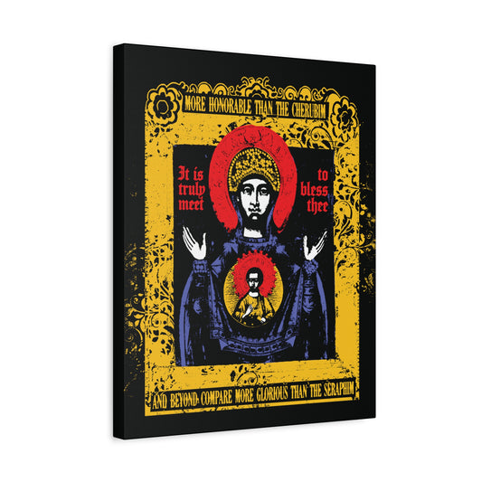 It is Truly Meet To Bless Thee Iconographic | Axion Estin Hymn to the Mother of God Theotokos | Orthodox Christian Canvas Art