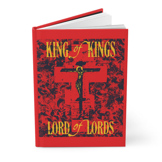 King of Kings, Lord of Lords | Christ Crucified Orthodox Icono-Graphic | Yellow & Red Design | Nature Texture | Christian Hardcover Journal