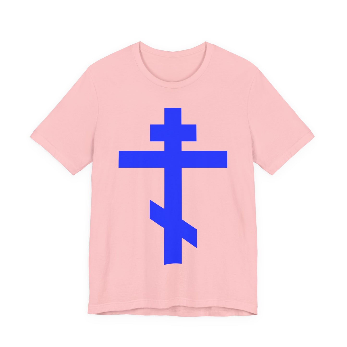 Royal Blue Orthodox Tribar Cross | Preserve Thy People By Thy Cross, O Lord | Christ is King | Christian Unisex Cotton Tee