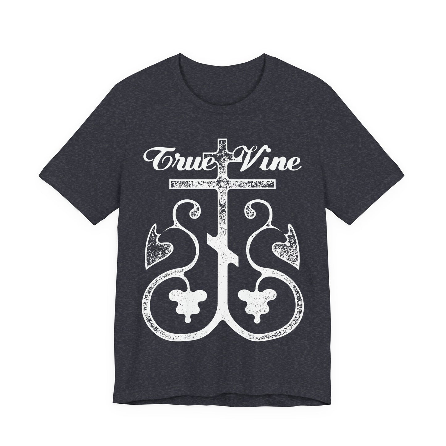 I Am the True Vine (John 15, Ezekiel 15) | Orthodox Cross with Grape Vine | Photocopy Effect | Christian Unisex Cotton T-Shirt