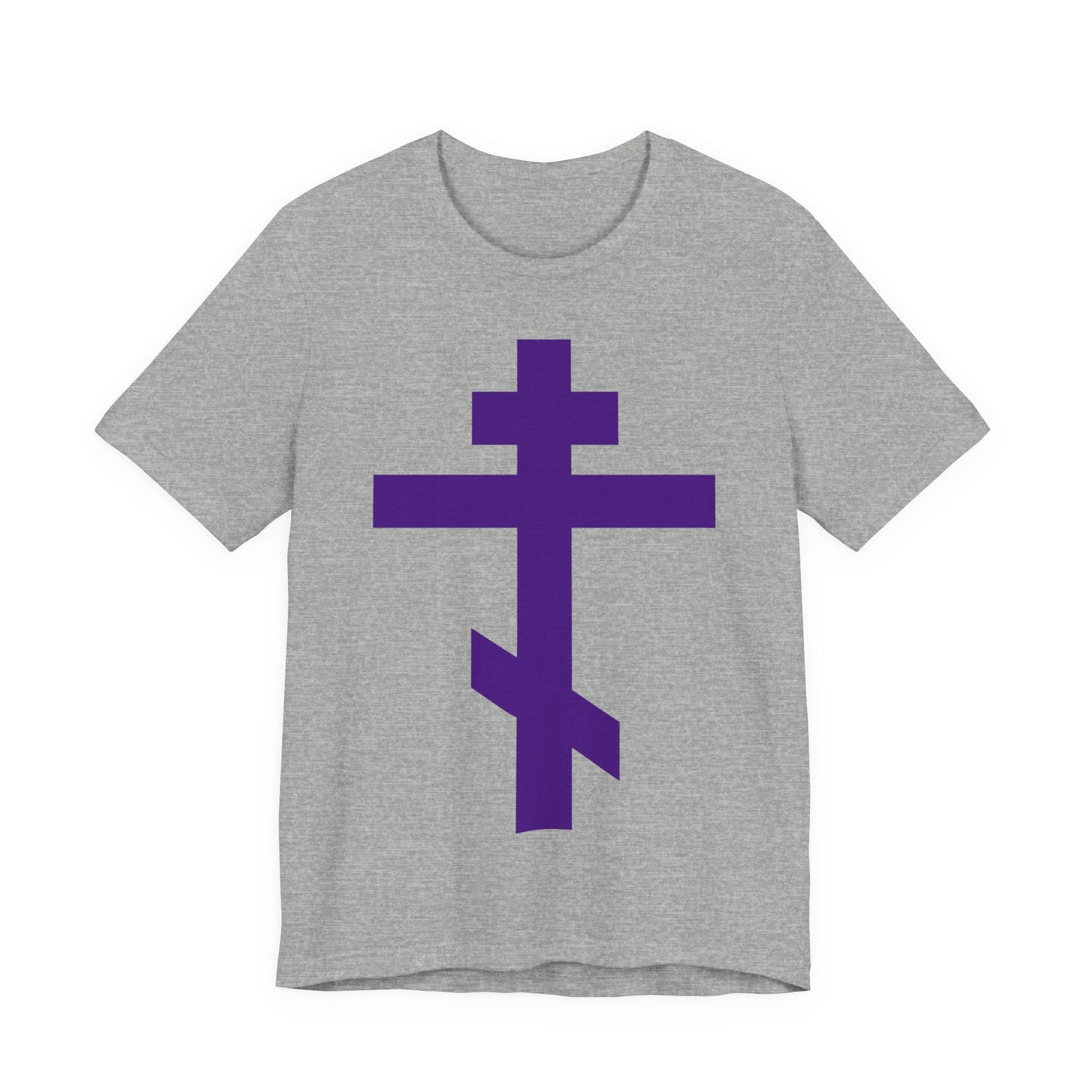 Purple Orthodox Tribar Cross | Preserve Thy People By Thy Cross, O Lord | Christ is King | Christian Unisex Cotton Tee