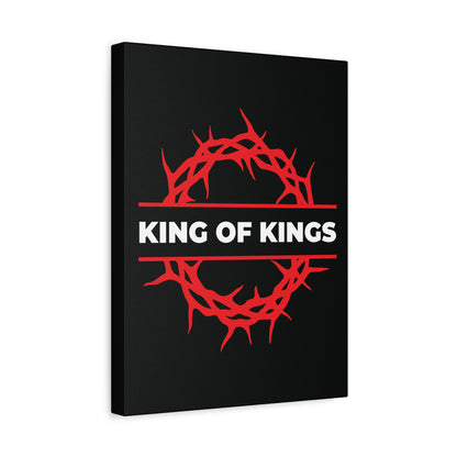 Black canvas art features a red crown of thorns and bold white "KING OF KINGS" text, inspired by Revelation 19:16. Christ is King—The King of Glory—statement piece for believers.