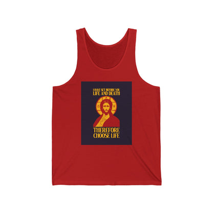 I Have Set Before You Life and Death (Deut. 30:11-20) Red Design No. 1 | Orthodox Christian Jersey Tank Top / Sleeveless Shirt