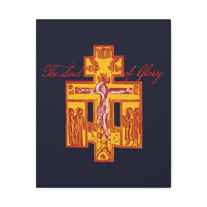 The Lord of Glory | Russian Golgotha Crucifix IconoGraphic (Blue BG) | 1 Corinthians 2:8 | Orthodox Christian Canvas Art