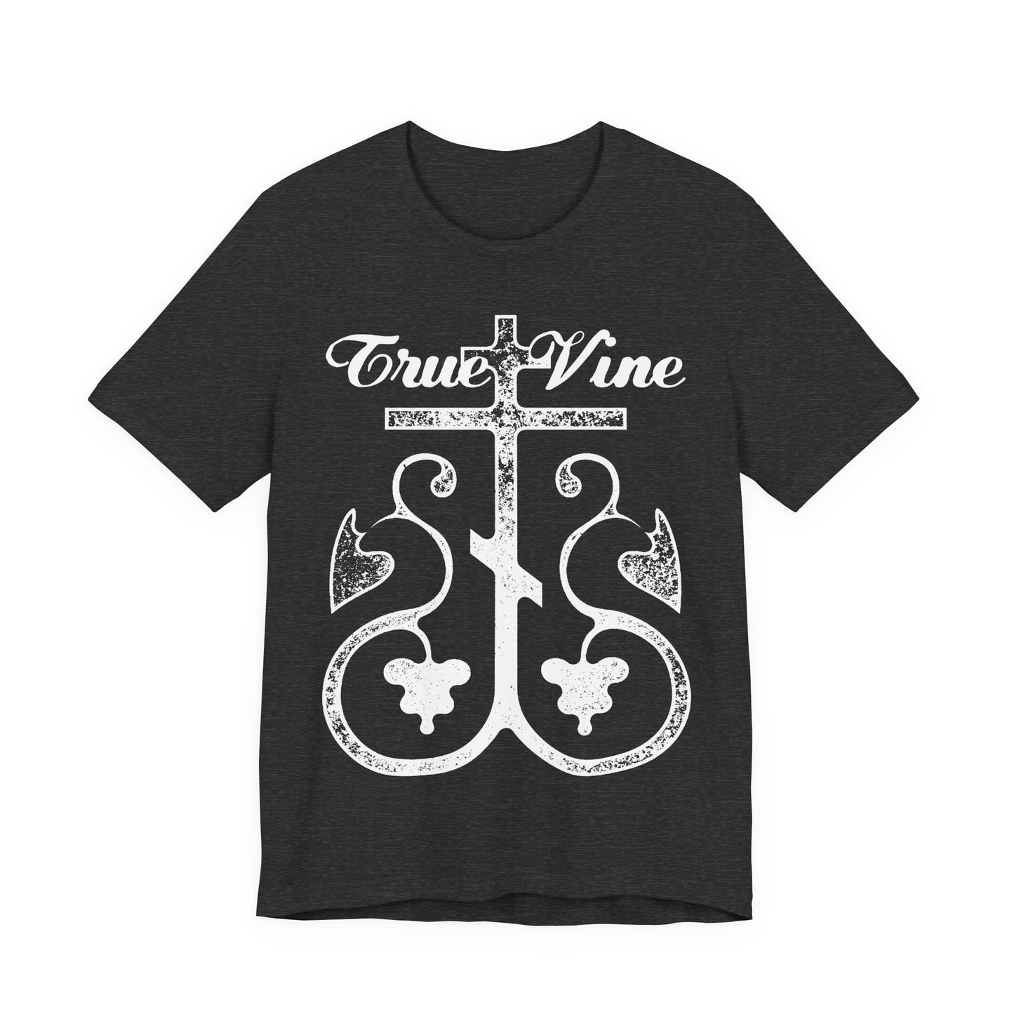 I Am the True Vine (John 15, Ezekiel 15) | Orthodox Cross with Grape Vine | Photocopy Effect | Christian Unisex Cotton T-Shirt