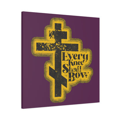 Every Knee Shall Bow | 70s Distressed Halftone Comic Book Aesthetic | Philippians 2:10-11 | Isaiah 45:23 | Christian Wall Art