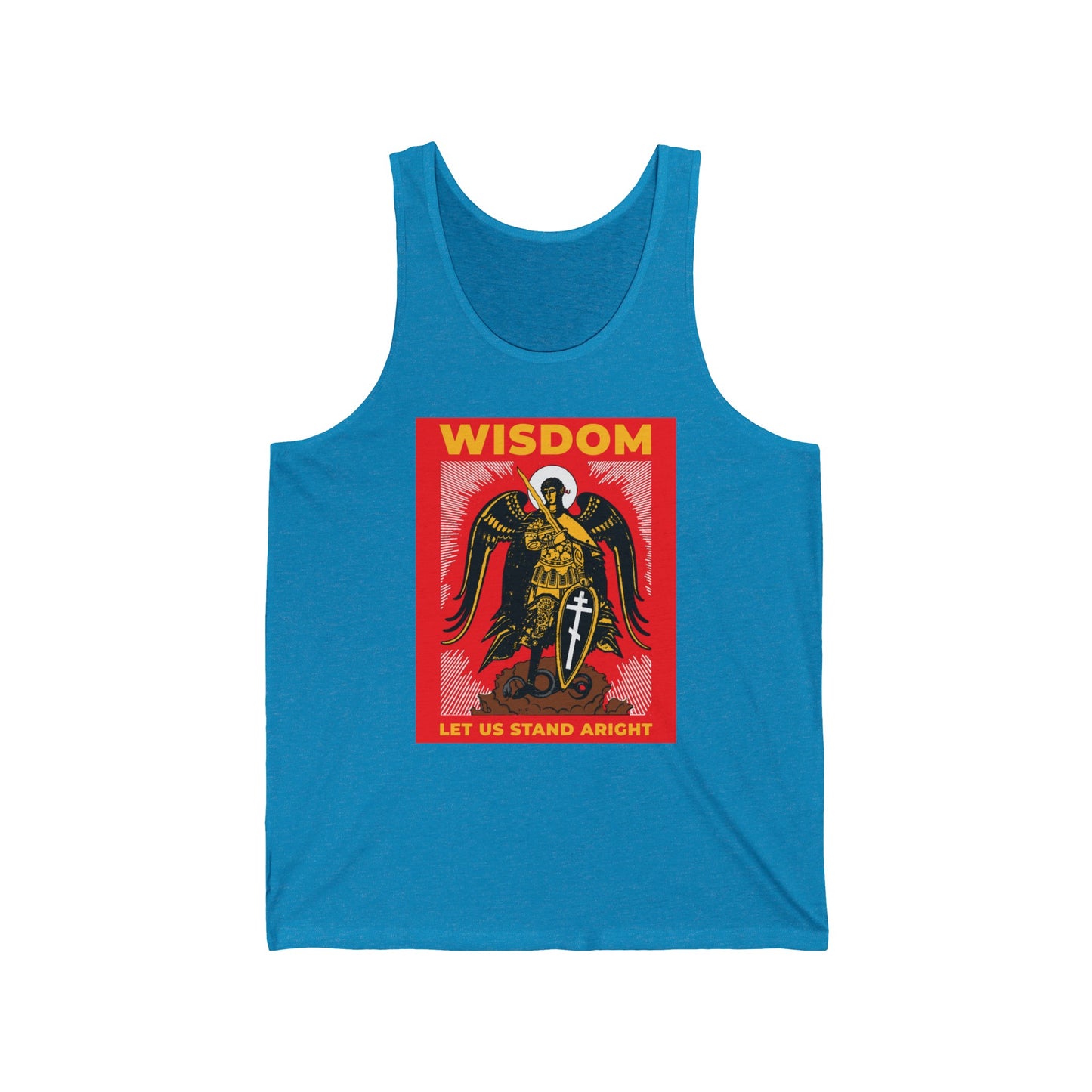 Wisdom: Let Us Stand Aright (Archangel Michael) No.1 | Orthodox Christian Jersey Tank Top / Sleeveless Shirt