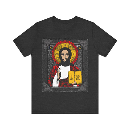 Christ Pantocrator Icono-Graphic | He-Who-Is | I Am the Alpha and Omega | Ancient Icon Graphic Design | Orthodox Christian Cotton T-Shirt