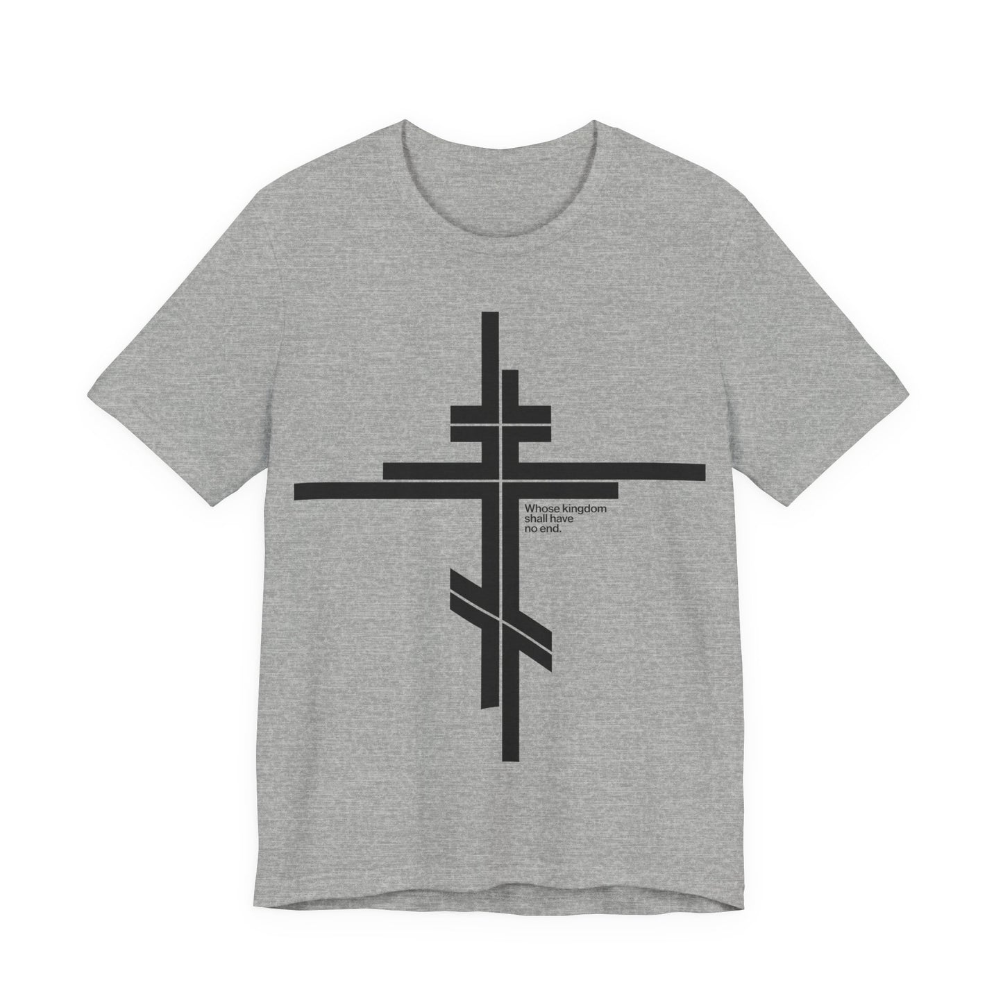 Whose Kingdom Shall Have No End | Luke 1:32-33 | Orthodox Cross | Modernist Minimalist Logo Style | Orthodox Christian Unisex Cotton T-Shirt