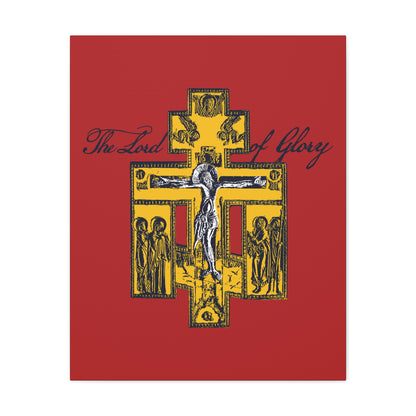 The Lord of Glory | Russian Golgotha Crucifix IconoGraphic (Red BG) | 1 Corinthians 2:8 | Orthodox Christian Canvas Art