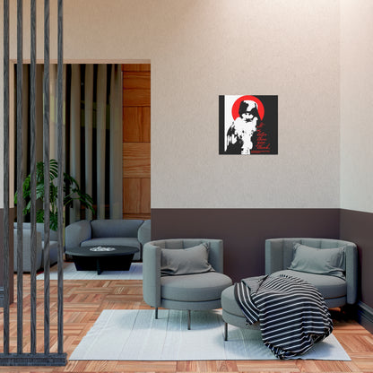 A modern lounge features two gray armchairs, a round table, and a striped blanket. In the background, Remembrance of Death "It's Later Than You Think | Fr Seraphim Rose" poster inspires thoughts of Orthodox faith and gentle spiritual discipline.