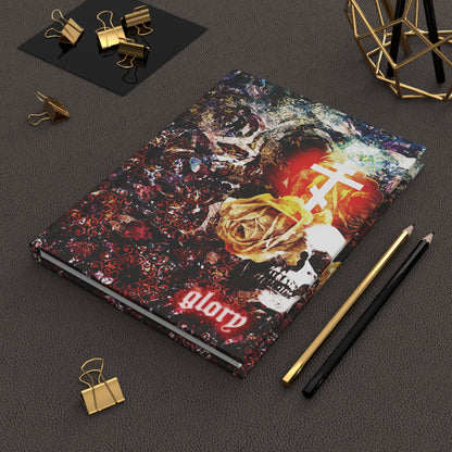 Now the Son of Man is Glorified, and God is Glorified in Him (John 13:31) | Skull and Floral Glowing Cross Design | Orthodox Christian Hardcover Blank Journal