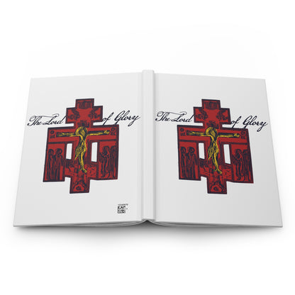 The Lord of Glory | Russian Golgotha Crucifix IconoGraphic (White BG) | 1 Corinthians 2:8 | Orthodox Christian Hardcover Blank Journal