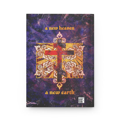 A New Heaven/A New Earth Hardcover Journal features a red Orthodox cross on a textured, ornate background—an apocalyptic, Orthodox Christian design inspired by the KJV vision of the new Jerusalem.