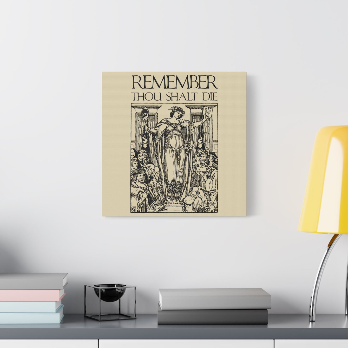 Remember You Will Die Shakespearean Design | Memento Mori | Classic Woodcut Illustration Aesthetic | Christian Wall Art