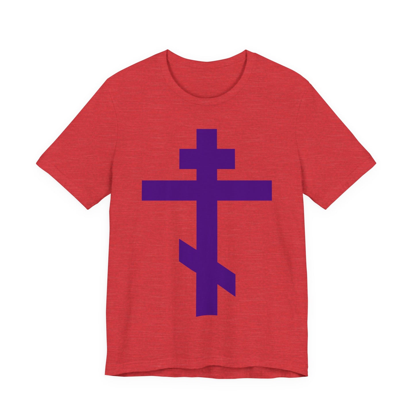 Purple Orthodox Tribar Cross | Preserve Thy People By Thy Cross, O Lord | Christ is King | Christian Unisex Cotton Tee