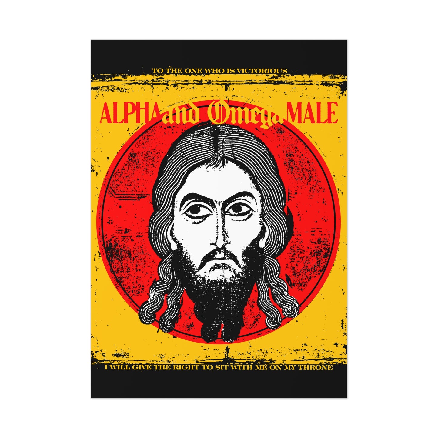 Alpha and Omega Male (Jesus Christ Image of Edessa IkonoGraphic) No. 1 | Orthodox Christian Art Poster