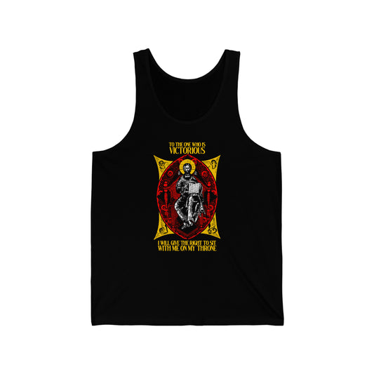 Christ Enthroned IconoGraphic (To the One Who Is Victorious) No. 1 | Orthodox Christian Jersey Tank Top / Sleeveless Shirt