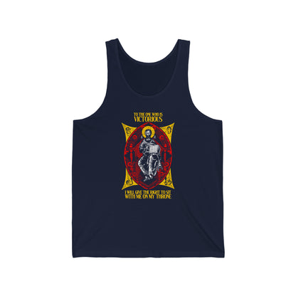 Christ Enthroned IconoGraphic (To the One Who Is Victorious) No. 1 | Orthodox Christian Jersey Tank Top / Sleeveless Shirt