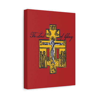 The Lord of Glory | Russian Golgotha Crucifix IconoGraphic (Red BG) | 1 Corinthians 2:8 | Orthodox Christian Canvas Art