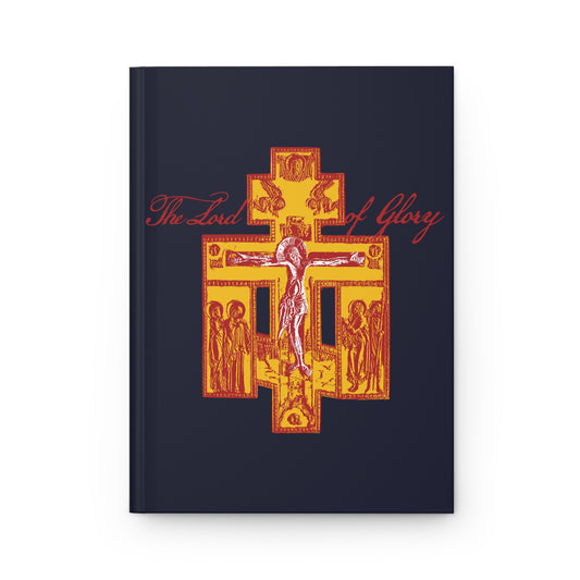 The Lord of Glory | Russian Golgotha Crucifix IconoGraphic (Blue BG) | 1 Corinthians 2:8 | Orthodox Christian Hardcover Blank Journal