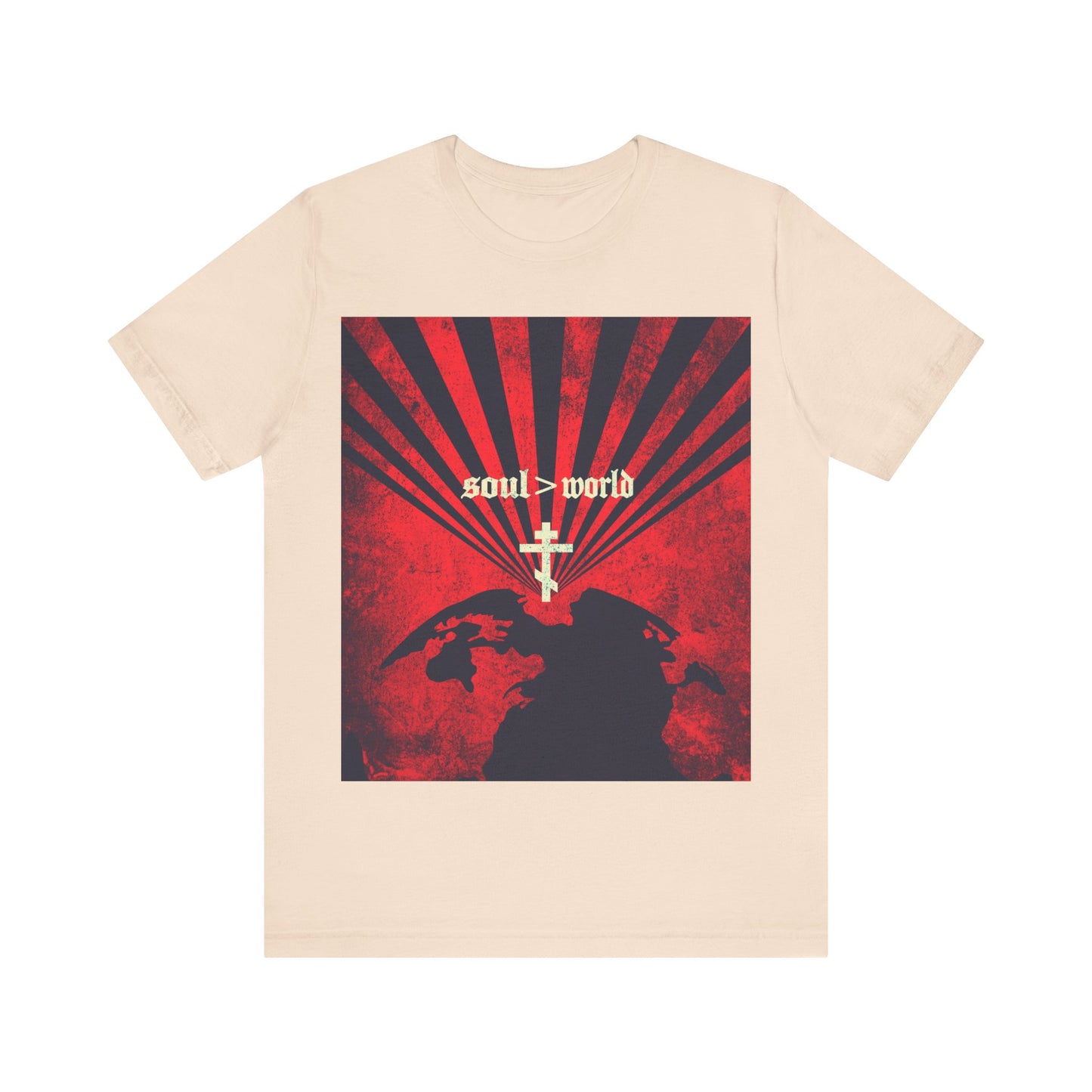 What Shall it Profit a Man | Matthew 16:26 | Soul Is Greater Than World | Red Earth Design with White Cross | Orthodox Christian T-Shirt